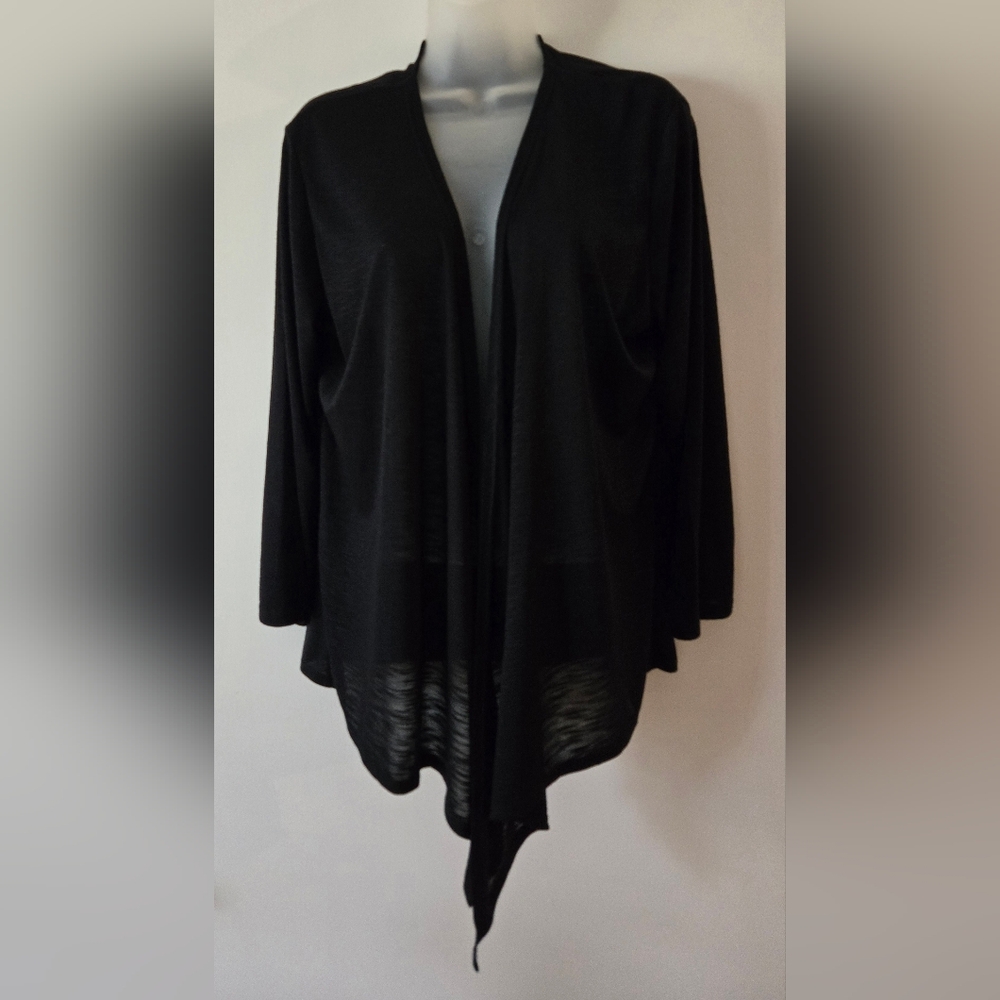 Moa Moa Open Front Cardigan Sz Large Lightweight Black Euc